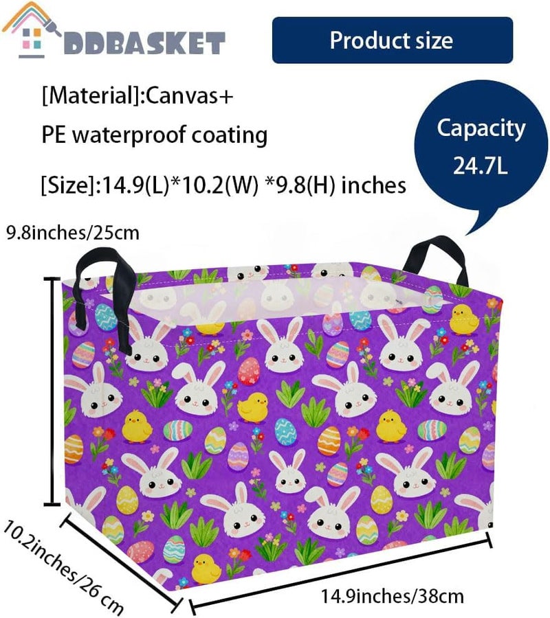 DDBASKET Easter Basket for Kids Gift Baskets Empty Baby Easter Basket for Boys and Girls Rectangular Toy Storage Bins Organizer Bin Box Cute room Decor for Home - Image 2
